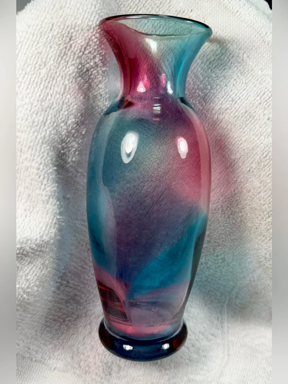 Vintage Lefton (?) Blue Pink Cotton Candy Vase Mid Century Modern 6.5